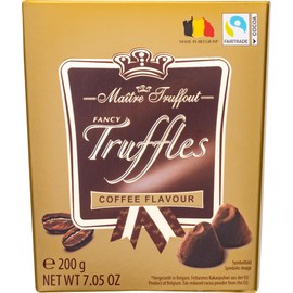 Maitre Truffout, Coffee Flavored Fancy Cocoa Dusted Truffles, 7.05oz/200g, Belgian Chocolate