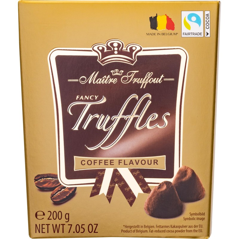 Maitre Truffout, Coffee Flavored Fancy Cocoa Dusted Truffles, 7.05oz/200g, Belgian
