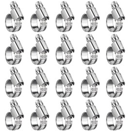 Steelsoft Non-Stripping Worm Gear Hose Clamp Micro Size#4, 3/8 to 5/8 inch Adjustable Stainless Steel Hose Clamps for 5/16"id Fuel Line,Rolled Band Edge Protection,20Pack