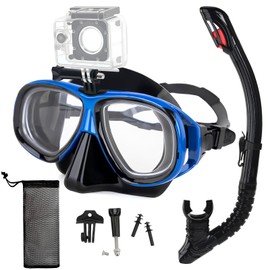 Nearsighted Snorkeling Gear for Adults Youth, Professional Full Dry Top Silicone Snorkel Set, Anti-Fog Scuba Diving Mask with Adjustable Strap