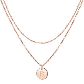 IEFWELL Initial Necklaces for Women Girls - Rose Gold Initial Necklaces for Girls Gifts for Girls Rose Gold Necklaces for Women Letter B Necklaces for Girls Necklaces Rose Gold Jewelry for Girls