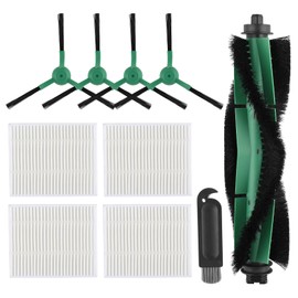 10 Pcs Replacement Parts Compatible with iRobot Roomba Y0140,Q0120, Q011,Q0520,Y0110,104,105Vac/Combo Series Robot Vacuum,Includes 1 Roller Brush,4 HEPA Filters,4 Side Brushes,1 Cleaning Brushes