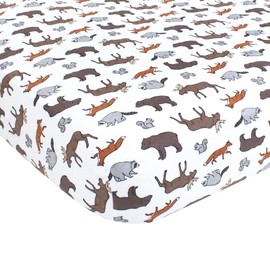 Hudson Baby Unisex Baby Cotton Fitted Crib Sheet, Animal Adventure, One Size