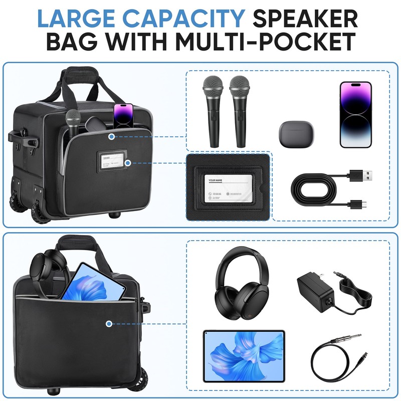 Undomip Speaker Bag with Wheels Compatible with Bose S1 Pro