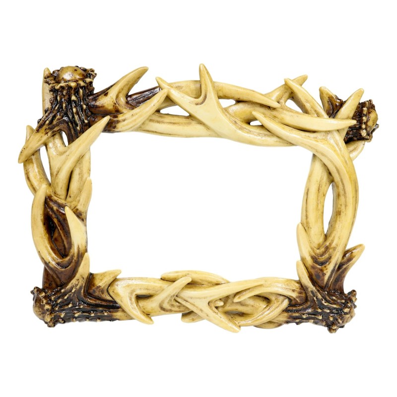 Rustic Intertwined Stag Deer Antlers Picture Frame With Easel Back