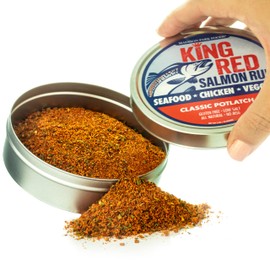 2-King Red Salmon Rub-Classic Potlatch Seasoning Dry Spice Blend-Fish Seafood-All Natural, Gluten Free, Low Salt, No MSG-Madison Park Foods, 3 oz Tin