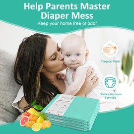 USBOO Refills Compatible with Dekor Plus Diaper Pail,4 Pack Disposable Diaper Pail Refills, Reinforced Thickness Diaper Trash Bags, Holds up to 2320 Diapers,Tropical Fruit