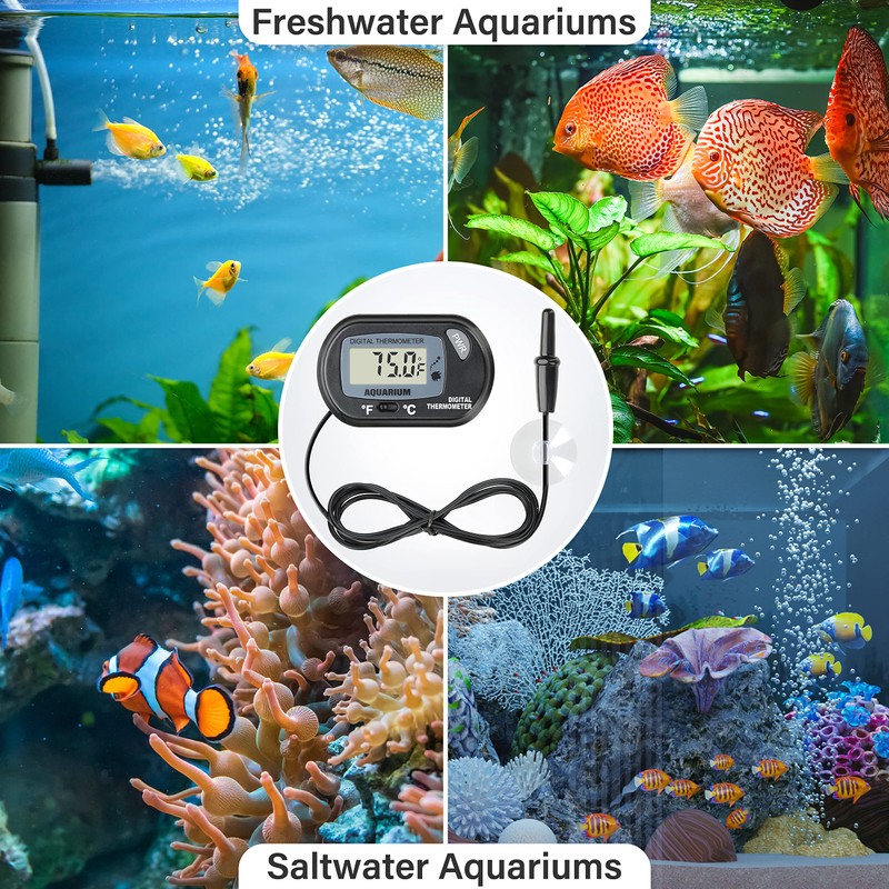 Simple Deluxe LCD Digital Aquarium Thermometer, Reptile Fish Tank Water
