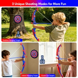 Bow and Arrow for Kids 4 5 6 7 8 with LED Lights-Indoor Outdoor Sport Gifts