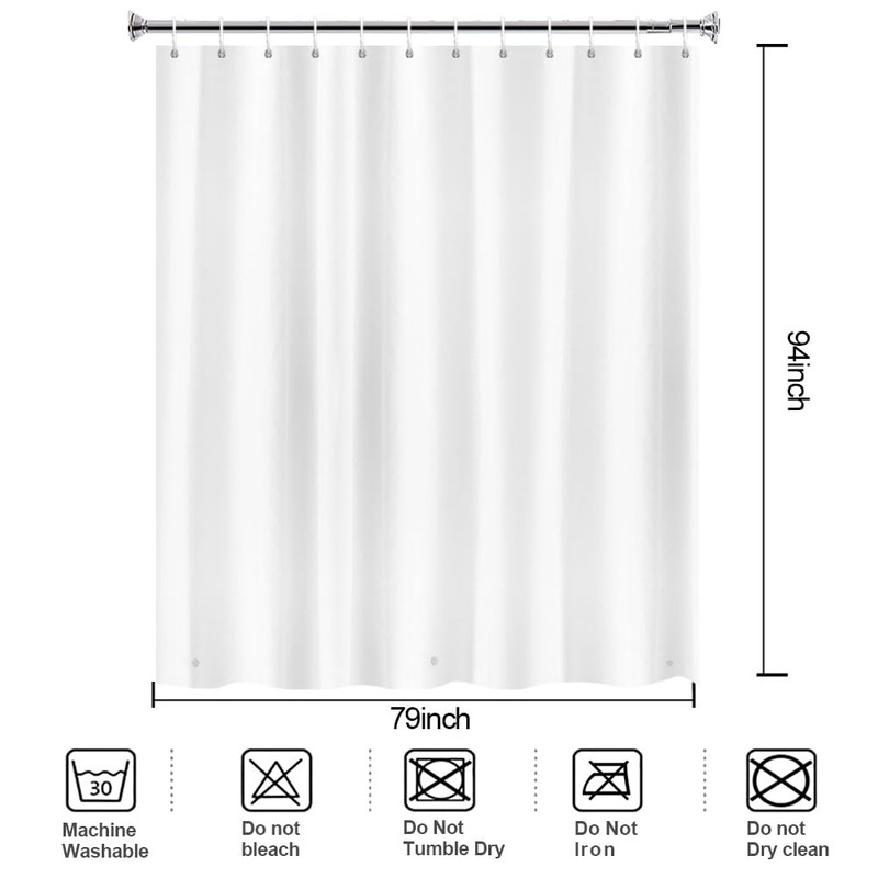 YISURE Extra Long Extra Wide Shower Curtain Liner 200x240cm, White