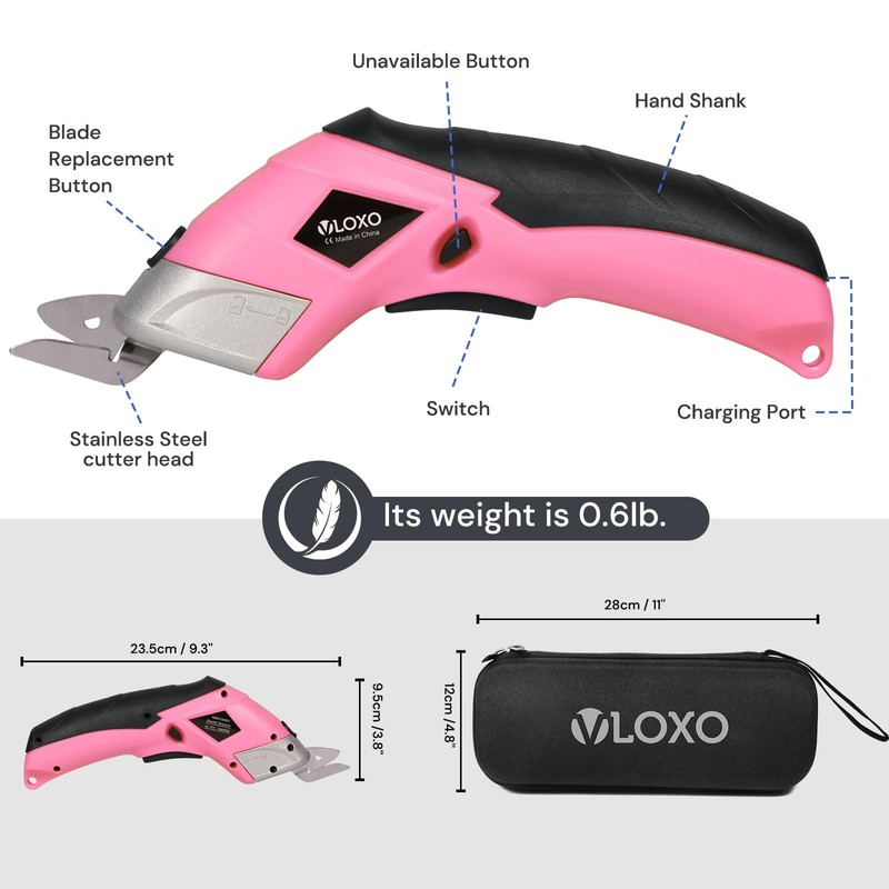 VLOXO Cordless Electric Scissors Cardboard Cutter with 2 Type Blades
