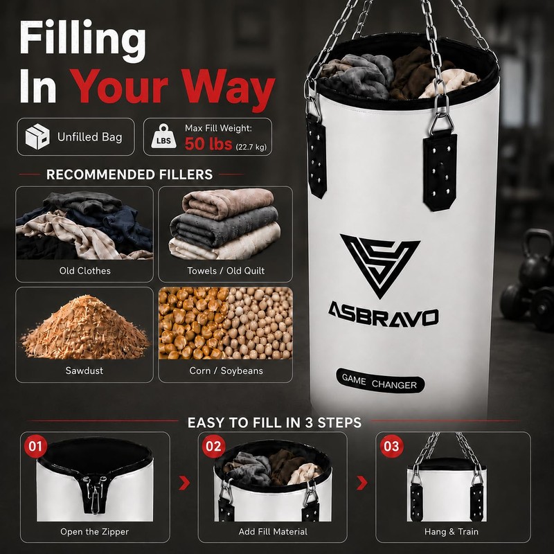 ASBRAVO 4ft PU Punching Bag Set for Adults with Gloves,