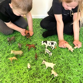 Talking Turtle 14 Piece Farm Animal Figures - Including Cow, Donkey, Horse, Pig, Sheep, Goat, Goose and Chicken - Non-Toxic Early Learning Educational Toys for Children, Toddlers, Parents & Teachers