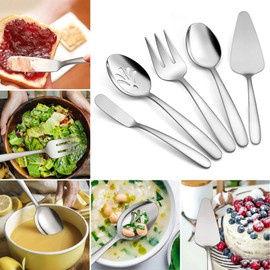 LIANYU 25-Piece Heavy Duty Silverware Set with Serving Utensils, Stainless Steel Flatware Cutlery Set for 4, Eating Utensils Tableware Include Forks Knives Spoons, Mirror Finished, Dishwasher Safe