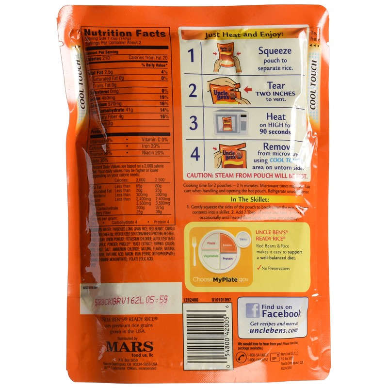 Uncle Ben's, Ready Rice, Red Beans & Rice, 8.5oz (Pack