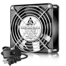 GDSTIME AXIAL Fan 12038, 110V 120V AC 120mm x 38mm Dual Ball Bearing High CFM with Swtich Power Cord for DIY Cooling Ventilation Exhaust Projects