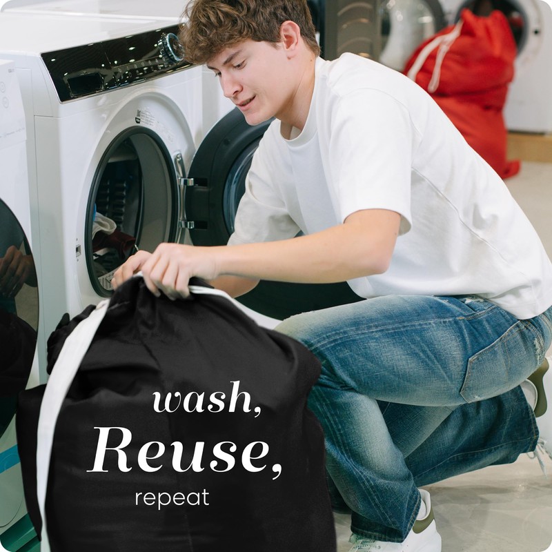 Handy Laundry Bag Shoulder Strap - Drawstring Locking Closure, Durable