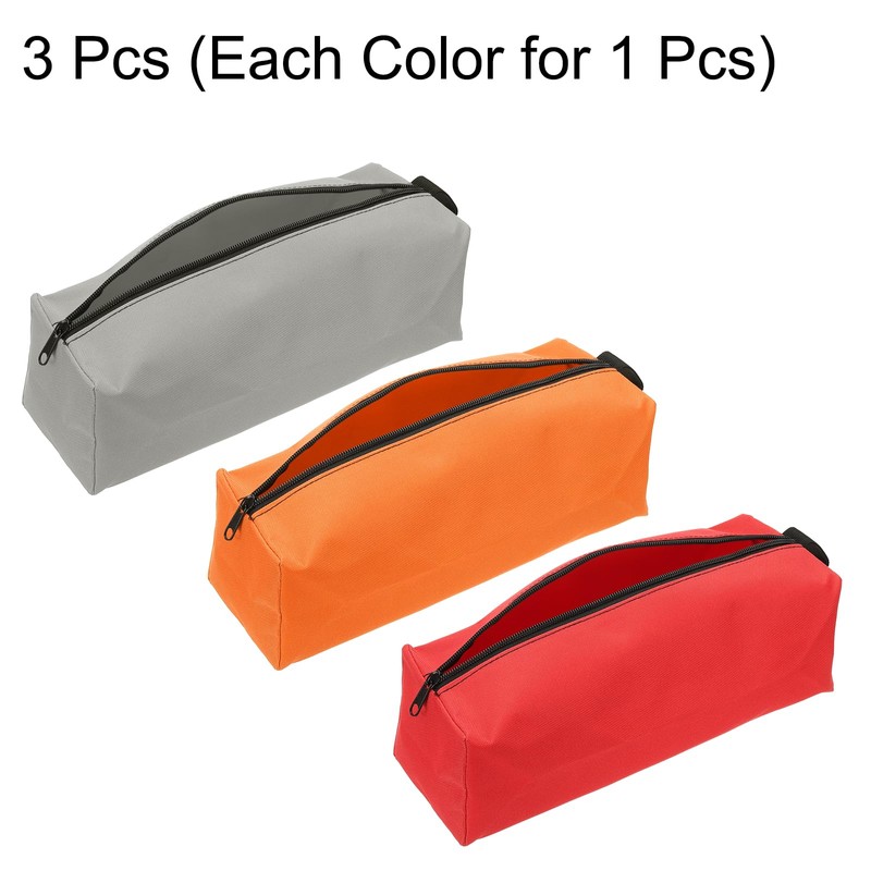 sourcing map 3pcs Zipper Utility Tool Bag 11.8x4x4 Inch, Red