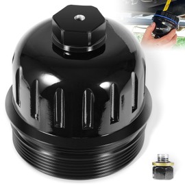 134001 Fuel Filter Housing Cap Fits for Chevy/GMC 6.6L L5P Duramax Diesel 134001 2500HD 3500HD 2017-2019 (Aluminum, Black)