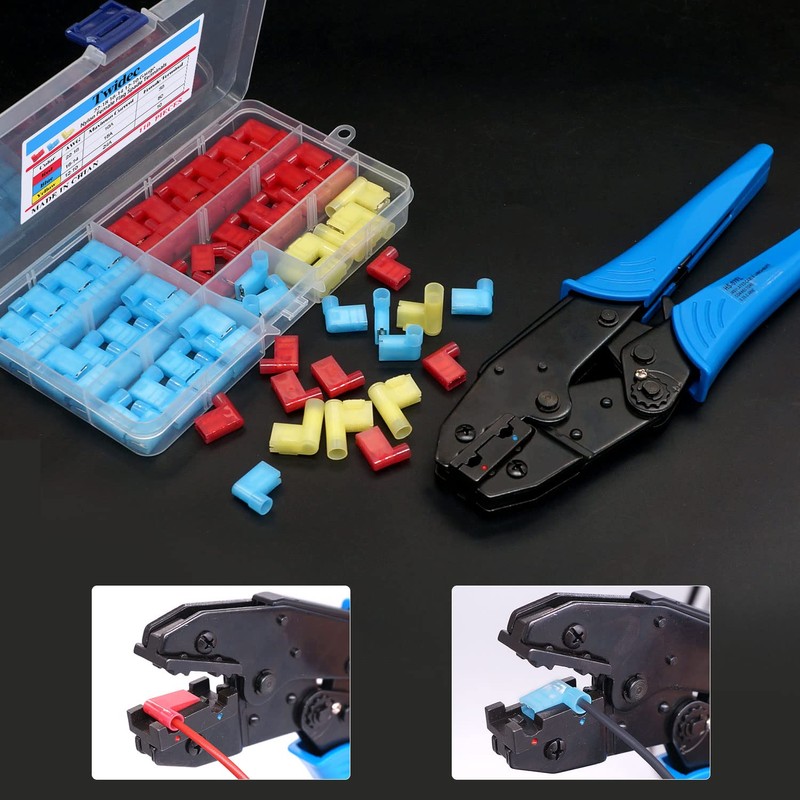 Twidec/110Pcs Nylon Flag Spade Female Insulated Terminals 22-18 18-14 12-10