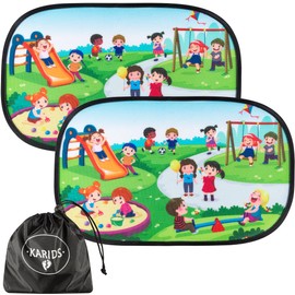 Car Sun Shade for Kids - Foldable Cling UV Blocker for Toddlers - Premium & Durable Sunshades for Pets and Children Great Traveling | 2 Pack Vehicle Window Blinds for Sun-Rays Protection