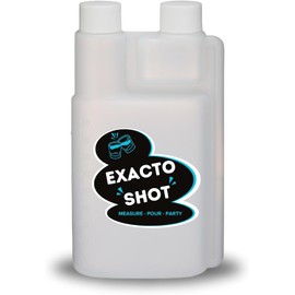 Exacto Shot Portable, Plastic Twin Neck Measurement Bottle, Outdoors Flask Beverage Dispenser (Blue, 8oz)