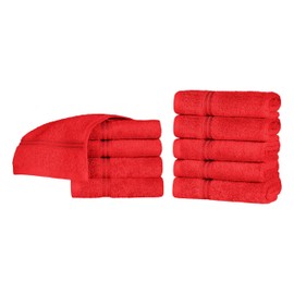 Superior Egyptian Cotton Face Towel/Washcloth Set, Small Towels for Home Bathroom, Master, Guest Bath, Decor Essentials, Quick Dry, Absorbent, Spa, Hotel, Resort, Adult, Kids, Set of 10, Red