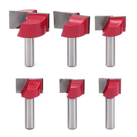 DingGreat 6-Piece 8 mm Shank Floor Cleaning Milling Cutter Set, Milling Cutter End Mill Woodworking Tool Bit, Double-Edged Face Cutter 18/20/22/25/30/32 mm