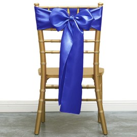 JFDYDM Satin Royal Blue Chair Sashes Bows 50 Pack, Satin Chair Ties for Wedding Birthday Party Hotel Meeting Decor, Blue Sashes for Chairs Covers Decor