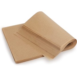 100 Sheets 25 * 35cm Brown Pre-Cut Baking Parchment Paper for Kitchen Cooking Pastries Catering Use Non-Stick Unbleached Dual-Sided Siliconized Recyclable Oven Safe Baking Paper