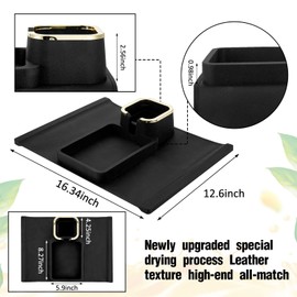 1 Pc Couch Cup Holder Tray Silicone Anti-Spill Anti Slip Sofa Armrest Drink Holder Weighted Couch Caddy Recliner Arm Table for Remote Controls, Phones, Cups and Snacks (Black)