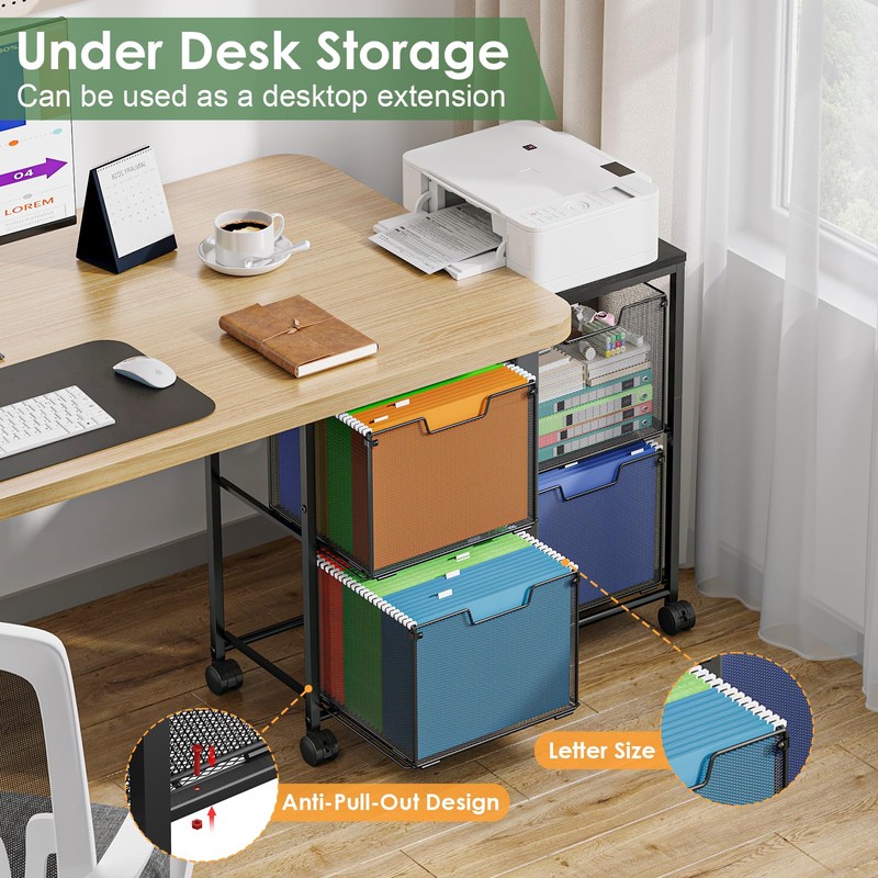 Sbanmao 4 Drawer Lateral File Cabinet, Mobile Filing Cabinet, Printer