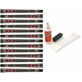 Super Stroke Cross Comfort Black/Red Midsize - 13 Piece Golf Grip Kit (with Tape, Solvent, Vise clamp)