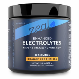 Zeal Electrolyte Powder Recovery Drink (30 Servings | Orange Creamsicle) w 0 Sugar +BCAAs +B-Vitamins Electrolyte Supplement w Potassium Zinc & Magnesium for Hydration - Keto Electrolytes