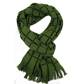 Rotfuchs Scarf Knitted Scarf Raschel Scarf Checked Fashionable 100% Wool (Merino) Made in Germany, Green / Black
