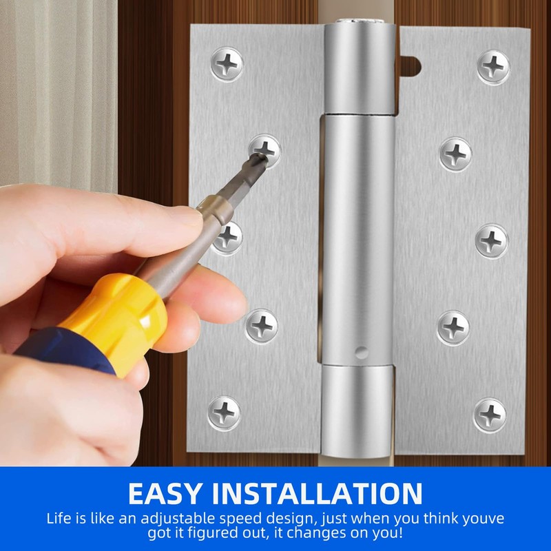 (2 Pack) Self Closing Door Hinge, 6 inches,Auto Closing Spring