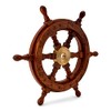 NKlaus 30 cm Maritime Steering Wheel Wood with Brass Hub