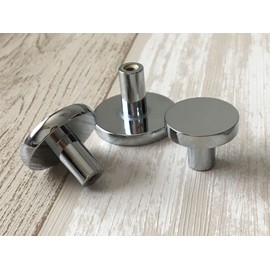 Vandicka 8 Pcs Shiny Silver Cabinet Door Knobs & Drawer Pulls – Polished Chrome Round Knobs and Handles for Kitchen Cupboard Dresser Wardrobe, 28 * 20 mm