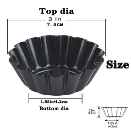 Xstronq Egg Tart Molds 12PCS Tart Pan, Mini Carbon Steel Non Stick Tart Pans, Tart Molds For Baking (3 inch)