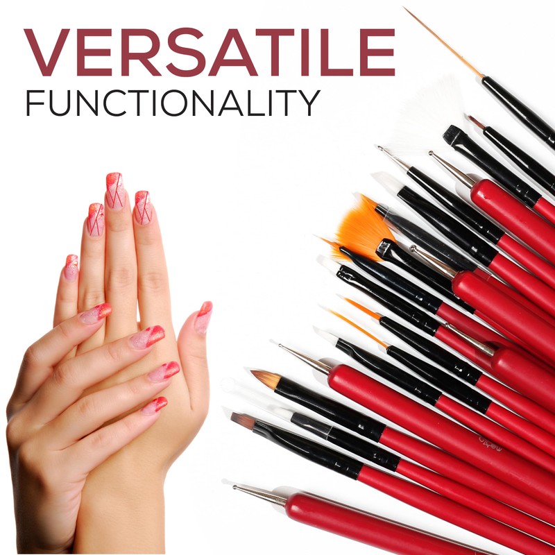 Glow 20 Nail Art Brush Set and Dotting Tool, Nail
