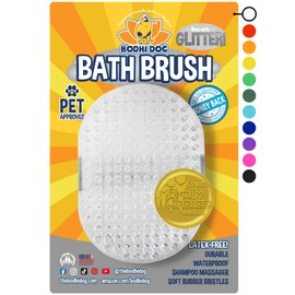Bodhi Dog Shampoo Brush | Pet Grooming Supplies | Professional Quality Dog Wash Scrubber for Bath and Shower (One Pack, Clear Silver Glitter)