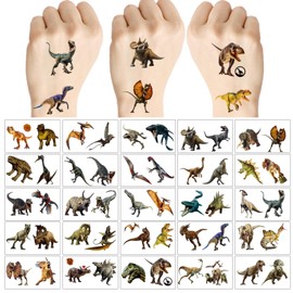 100PCS Dinosaur 3D Temporary Tattoos - Stickers for Birthday Party Supplies, Decorations, and Favors - Super Cute Gifts for Kids, Boys & Girls, Classroom Prizes, and Themed (Dinosaur)