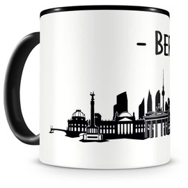 Samunshi® Berlin Skyline Coffee Cup / Tea Cup Height 95 mm / D 82 mm Black