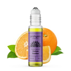 Aceite Esencial de Aromaterapia Dulces Sueños para Dormir, Masaje, Spa y Meditación - Lavanda y Ylang Ylang - Aroma Natural y Relajante - Esencias Flor Essence - Roll On Oil 10 ml - PRAHYAM AYURTHECARY