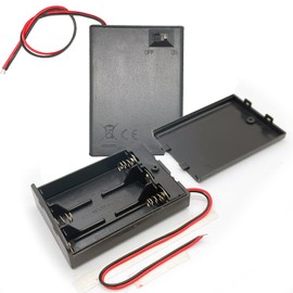 Jstincal 3 AA Battery Holder, 3AA Battery Box, 3 AA Battery Case Box Holder 4.5-5V Battery Box 3×1.5V with Cover and On/Off Switch, with Wire Leads, 2-Pack