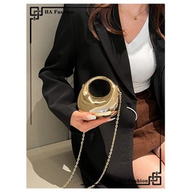 GORGLITTER Women's Gold Mini Clutch Purse Crossbody Handbags Metallic Chain Evening Bags Gold One Size