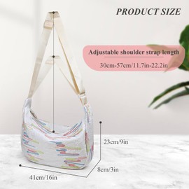 AfitLulu Crossbody Bag Women's Lightweight Shoulder Bag with Widened and Adjustable Shoulder Strap, Exquisite Colourful Embroidered Threads Shoulder Bag Women for Shopping Travel, White, Contemporary