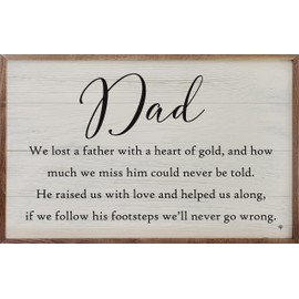 Kendrick Home Dad Memorial Gifts - Memorial For Dad Whitewashed Hardwood Planks, Sympathy Gift, Unique Bereavement Wall Art for the Grieving, Remembrance for Loss of Loved One Decor, 8" x 5"