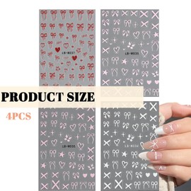 Hebterrka Nagelsticker Schmetterlingsform 4 Blatt Nail Art Sticker ，Nageldesign-Aufkleber mit rosa Fliege für Nagelkunst，Dekoration Nageldesign Zubehör