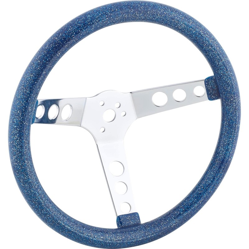 13 Inch Blue Metalflake 60s Style Steering Wheel, 3-1/2 Dish
